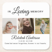 Moderne herdenkingsplek met 3 foto's collage kartonnen onderzetters (Voorkant)