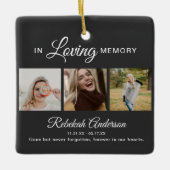 Moderne herdenkingsplek met 3 foto's keramisch ornament (Voorkant)