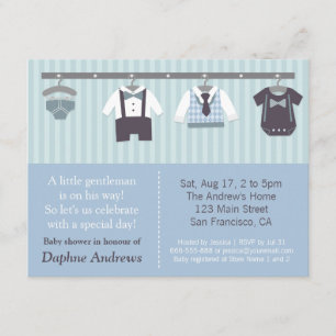 Moderne Heren Baby Jongen Shower Uitnodigingen