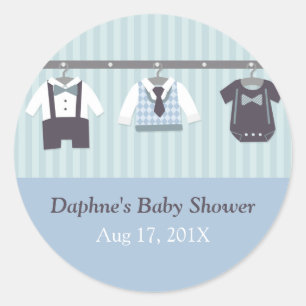 Moderne Heren Baby Shower Feestje voor Jongen Ronde Sticker