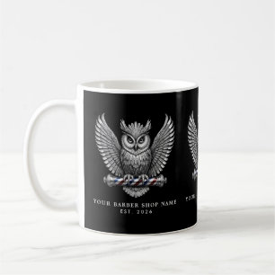 Moderne herenkapper zilveren uil promo merk koffiemok