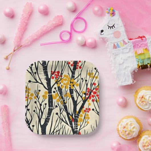 Moderne Herfst Abstract Scandinavisch Papieren Bordje (Feest)