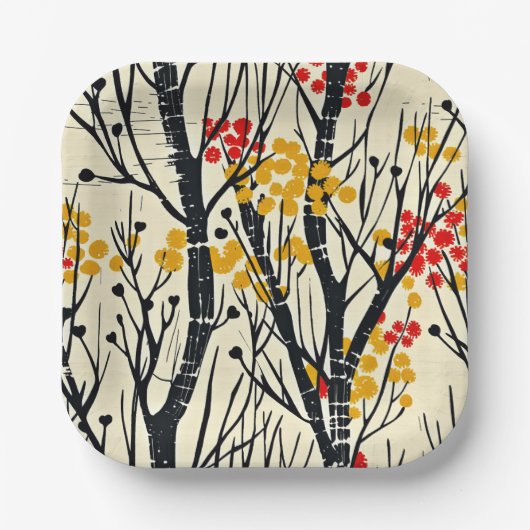 Moderne Herfst Abstract Scandinavisch Papieren Bordje (Voorkant)