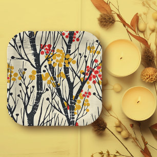 Moderne Herfst Abstract Scandinavisch Papieren Bordje