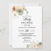 Moderne herfst baby shower | Aquarel pompoen Kaart (Voorkant)