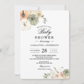 Moderne herfst baby shower | Waterverf pompoen Kaart (Voorkant)