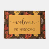 Moderne herfst bladeren monogram naam welkom deurmat (Voorkant)