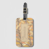 Moderne herfst bladeren patroon gepersonaliseerd bagagelabel (Voorkant (verticaal))