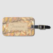 Moderne herfst bladeren patroon gepersonaliseerd bagagelabel (Voorkant (horizontaal))