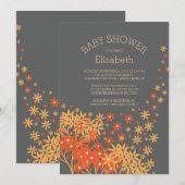 Moderne Herfst Bloemen Baby shower Uitnodiging (Voorkant / Achterkant)
