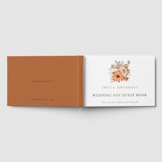 Moderne herfst bloemen bladeren bruiloft dag gastenboek (Volledig)