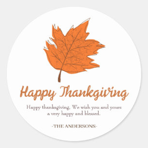 Moderne Herfst Bloemen Gelukkige Thanksgiving fami Ronde Sticker