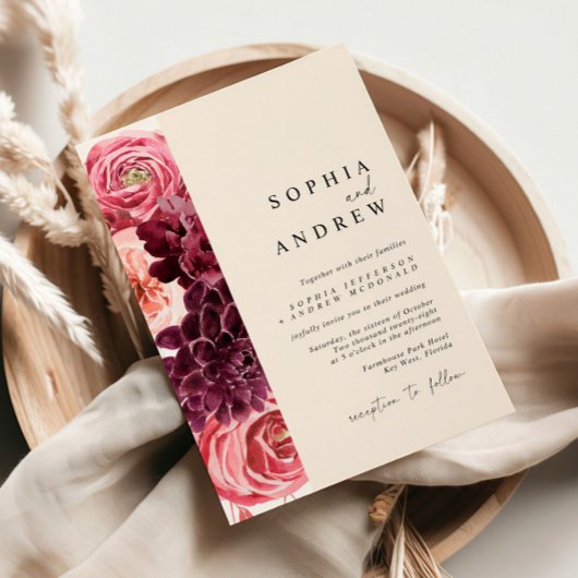 Moderne Herfst Bloemen Herfstbruiloft Kaart