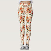 Moderne Herfst Bloemen Leggings (Voorkant)