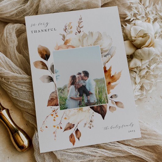 Moderne Herfst Bloemen Thanksgiving Feestdagenkaart