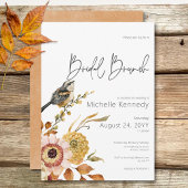 Moderne Herfst Bloemen & Vogel Bruidsbrunch Kaart