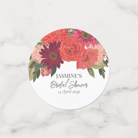 Moderne herfst bloemige bruidsdouche confetti (Kleine voorkant)