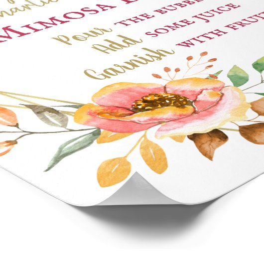 Moderne herfst bloemige brunch trouwfeest bruidssh poster (Hoek)