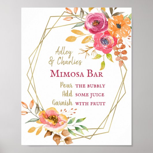 Moderne herfst bloemige brunch trouwfeest bruidssh poster (Voorkant)