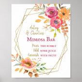 Moderne herfst bloemige brunch trouwfeest Mimosa Poster (Voorkant)