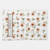 Moderne herfst bloemige monogram keukenhanddoek (Horizontaal)