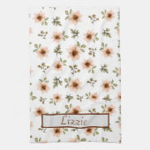 Moderne herfst bloemige monogram keukenhanddoek (Verticaal)