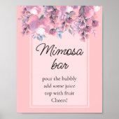 Moderne herfst bloemige stoffige roze mimosa bar   poster (Voorkant)