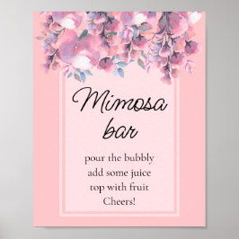 Moderne herfst bloemige stoffige roze Mimosa bar   Poster