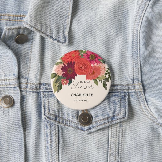 Moderne herfst bloemstuk bruidsdouche ronde button 7,6 cm (In situ)