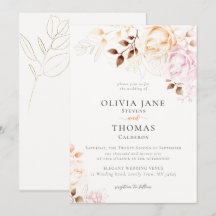 Moderne Herfst Blush Oranje Floral Wedding