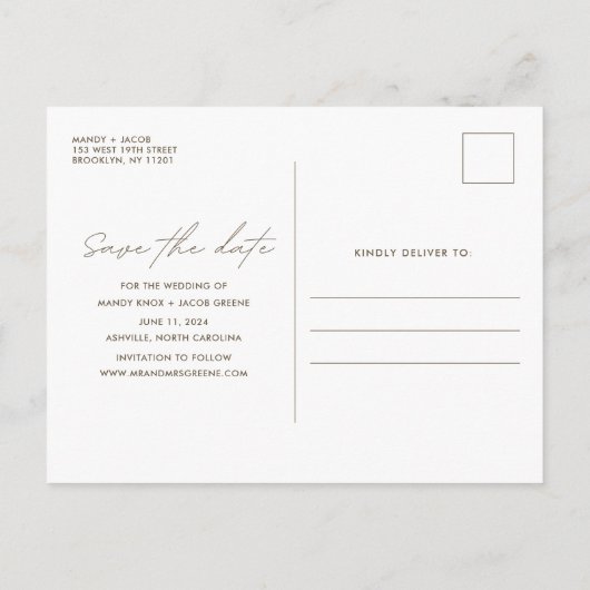 Moderne herfst bruiloft foto Boho Save the Date Aankondigingskaart (Achterkant)