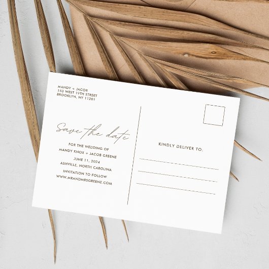 Moderne herfst bruiloft foto Boho Save the Date Aankondigingskaart