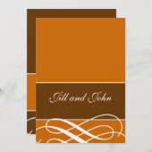 Moderne herfst bruiloft Oranje bruin Kaart (Voorkant / Achterkant)
