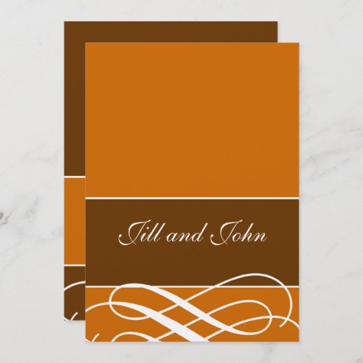 Moderne herfst bruiloft Oranje bruin Kaart (Voorkant / Achterkant)