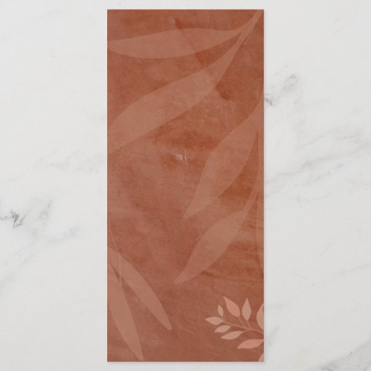 Moderne HERFST Bruiloft Terracotta Gouden Bladeren Menu (Achterkant)