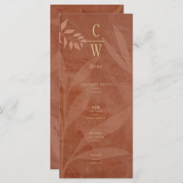 Moderne HERFST Bruiloft Terracotta Gouden Bladeren Menu
