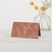 Moderne HERFST Bruiloft Terracotta Gouden Bladeren Plaatskaartje (Achterkant)