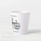 Moderne Herfst Buffalo Plaid Pumpkin Latte Mok (Voorkant)