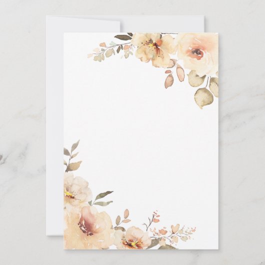 Moderne Herfst Champagne Bloemen Lijst Bruidsbrunc Kaart (Achterkant)