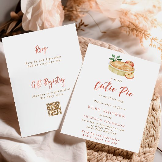 Moderne herfst Cutie Pie QR Code baby shower Kaart