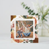 Moderne herfst elegante bloemen foto groet feestdagenkaart (Staand voorkant)