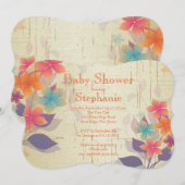 Moderne Herfst Floral Baby shower Kaart (Voorkant / Achterkant)