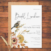 Moderne Herfst Floral & Bird Bruids Luncheon Kaart