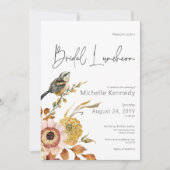 Moderne Herfst Floral & Bird Bruids Luncheon Kaart (Voorkant)