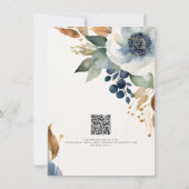 Moderne Herfst Floral Elegant Blauw en Ivoor Detai Kaart (Achterkant)