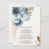 Moderne Herfst Floral Elegant Blauw en Ivoor Detai Kaart (Voorkant)