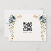 Moderne Herfst Floral Navy Blue Ivory Rust bruilof RSVP Kaartje (Achterkant)