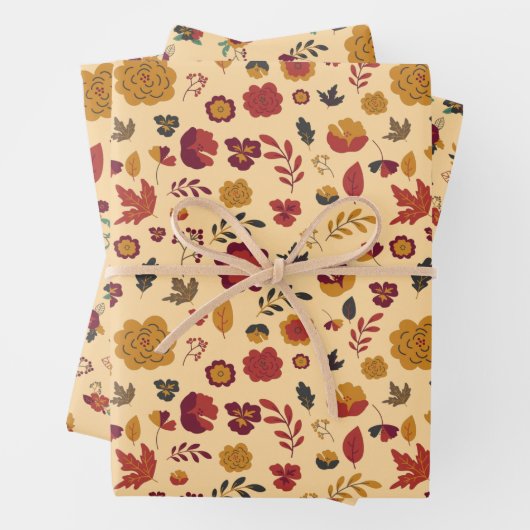 Moderne Herfst Floral Pattern Inpakpapier Vel (In situ)
