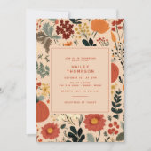 Moderne Herfst Floral Pumpkin Vrijgezellenfeest Kaart (Voorkant)