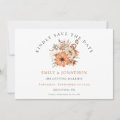 Moderne herfst Floral QR Code Wedding Save The Date (Voorkant)
